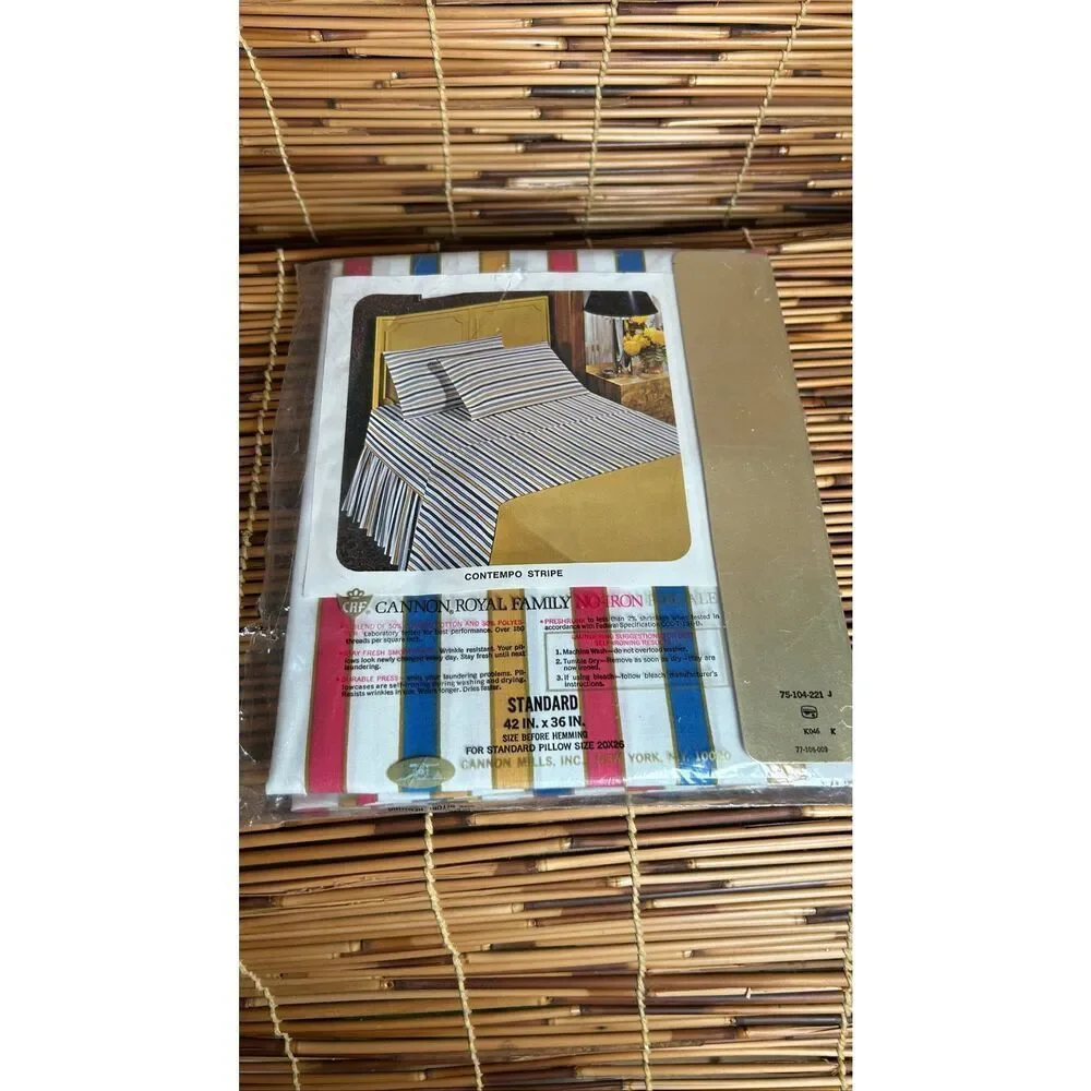 Cannon Royal Family Vintage Standard Pillowcases (2) NIP Contempo Stripe